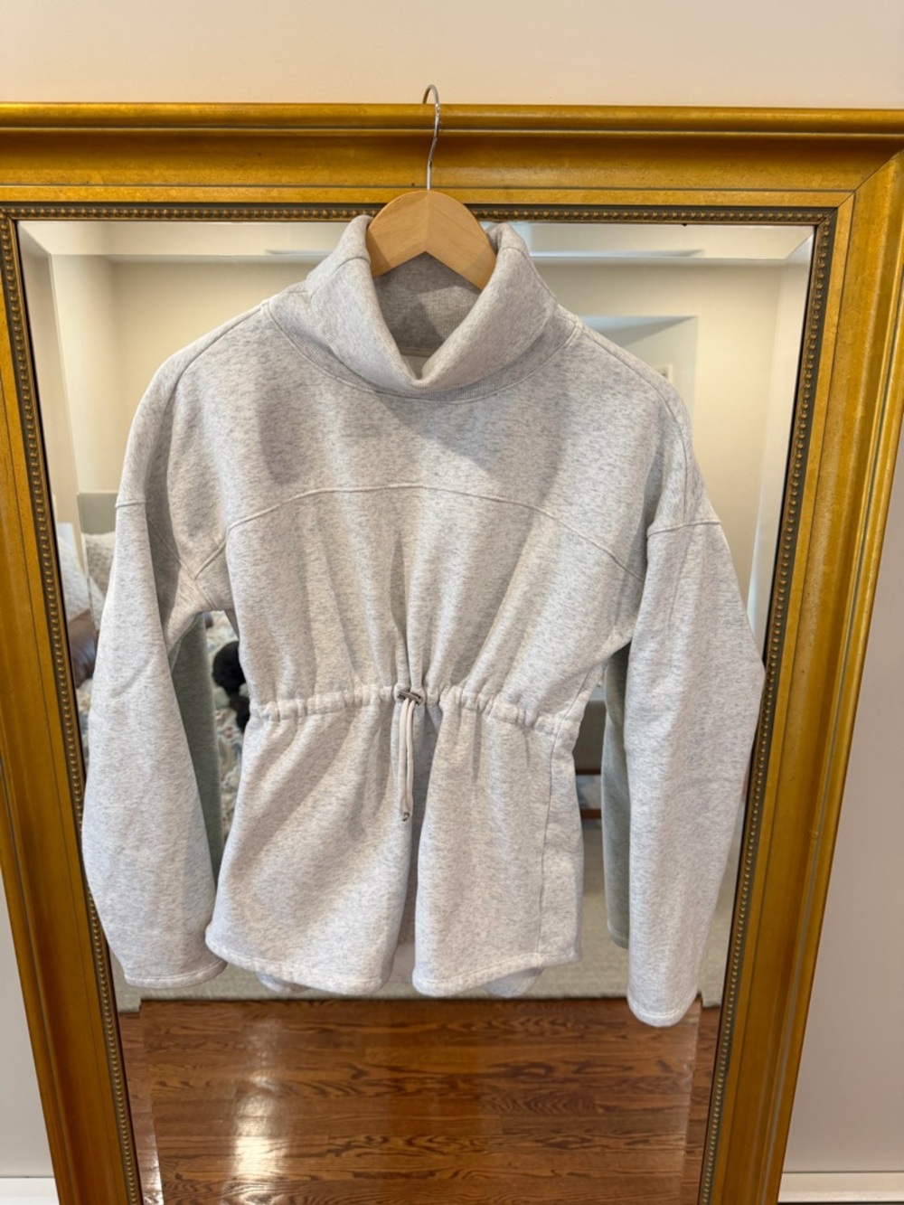 Zella Light Gray Funnel Neck Drawstring Pullover